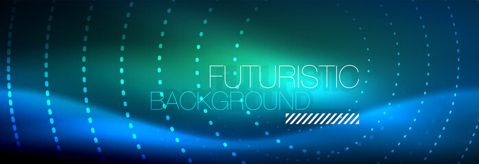 Glowing neon circle line dots, round line design, abstract style on black background. Neon abstract round circles Magic neon lights and glowing dots