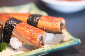 Unagi smoked eel sushi