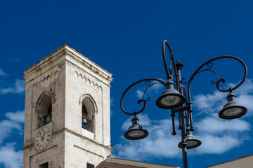 Fototapeta na wymiar Dettaglio campanile di una Chiesa a Cagliari