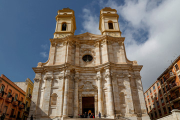 Fototapeta na wymiar Chiesa di Sant'Anna nel quartiere Stampace a Cagliari