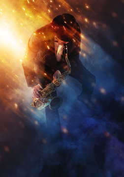 Man playing on saxophone