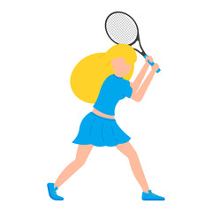 Obraz na płótnie Canvas Sporty girl with tennis racket discourages the filing in cartoon