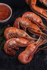 Closeup of far eastern botan shrimp with lemon