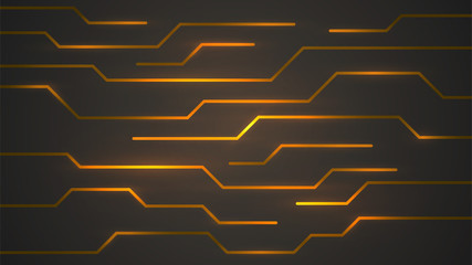Abstract background, surface with neon orange lines, technology