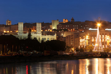 Fototapeta na wymiar Vista di Cagliari di notte