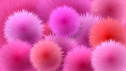 Abstract background with pink fluffy balls, funny cute background