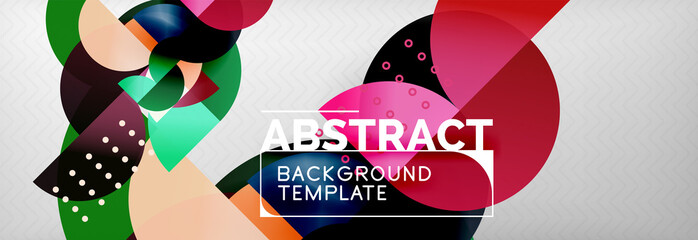 Circle vector abstract geometric background, color round shapes composition on grey