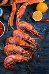 Closeup of far eastern botan shrimp with lemon