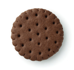 Top view of chocolate sandwich biscuit
