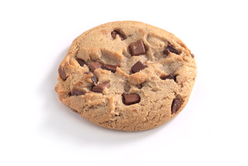 cookie sprinkled with chocolate isolated on white background