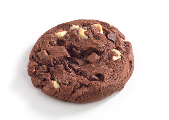 cookie sprinkled with chocolate isolated on white background
