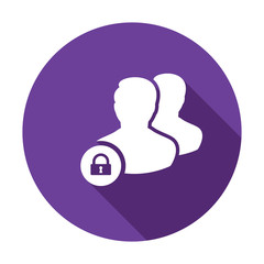 Client icon with padlock sign. Client icon and security, protection, privacy symbol. Vector illustration
