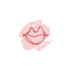 Vector hand drawn lips symbol, logo element template
