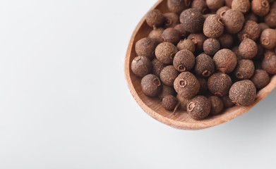 Wooden spoon allspice mockup, copy space