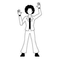 Disco man cartoon in black and white