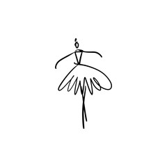Vector line silhouette of elegant ballerina. Dancer icon