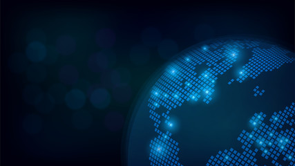 Internet, web, Blue Earth on dark background, communication technologies, globalization