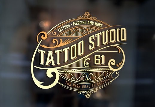 Vintage-Style Tattoo Studio Logo Layout
