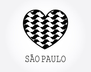 Sao Paulo city heart shape vector. I love Sao Paulo illustration.