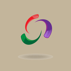Fototapeta premium the logo is multicolored curved/The figure is violet, green, red in the form of a circle. Logo for firm, institution, enterprise.
