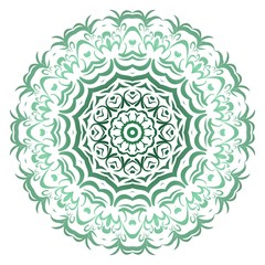 Green color gradient. Flower coloring Mandala. decorative elements. Oriental pattern, vector illustration. Indian, moroccan, mystic, ottoman motifs.