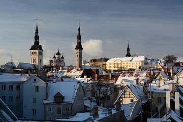 Fototapeta na wymiar Tallinn old town. View from Helleman Tower. Estonia