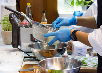 Chef cooking food in the kitchen, Chef preparing food