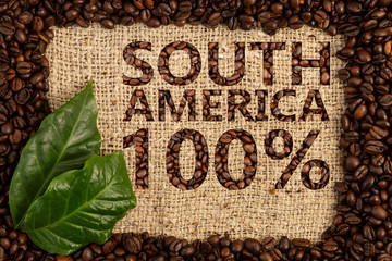 South America origin of coffee concept.