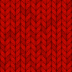 Red Knitted Seamless Pattern. Vector Wool Background