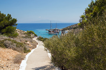 view of the beach from kos island greece