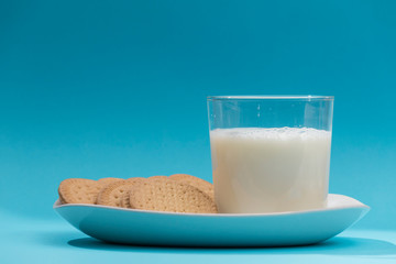 boat with milk and cookies on the blue