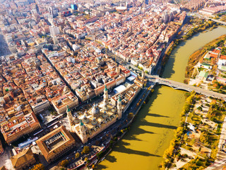 Fototapeta na wymiar Aerial view of Zaragoza cityscape