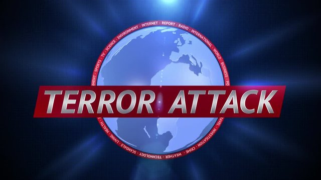 Terror Attack. Newscasting. Dynamic Title and Blue Background Plate