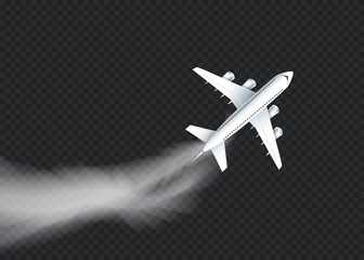 Fototapeta na wymiar Vector Airplane with condensation trail illustration. Set