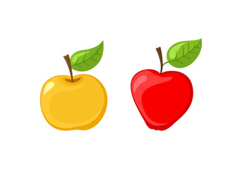 Ripe Apple and Slice of Vitamin Fruit Icon Vector