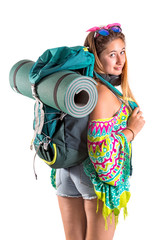 Traveling girl with backpack