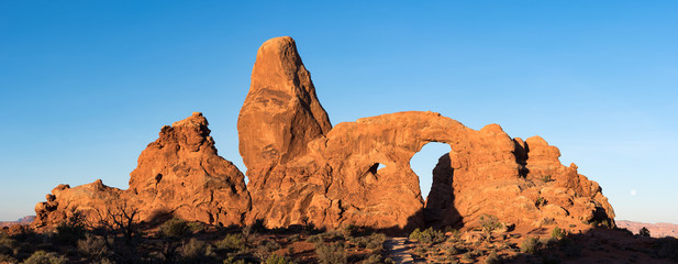 Turret Arch is located within the Arches National Park in South Eastern Utah. This panorama of the geologic spender that dominates this national park. © toroverde