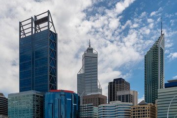Fototapeta na wymiar Skyscrapers of Perth seen from Elizabeth Quay