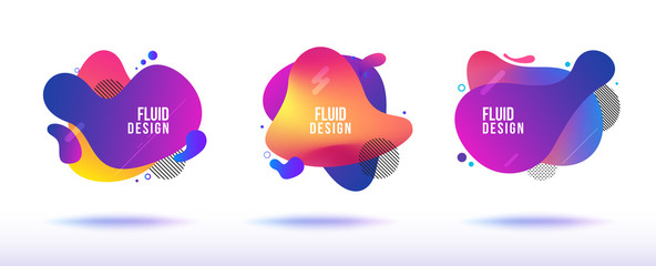 Set of Gradient abstract banners with flowing liquid shapes. Template for the design of a logo, flyer or presentation. Vector.
