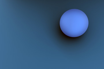 3d rendering of  dark blue background with blue ball