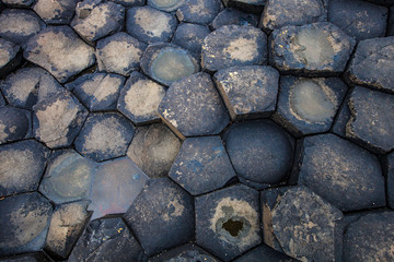 Hexagon Shaped Basalt Formations of the Giants Causeway