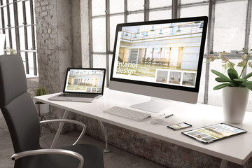industrial office mockup interior design website