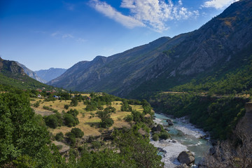Fototapeta na wymiar Mountain canyon in Montenegro. Soft focus and blurred background.
