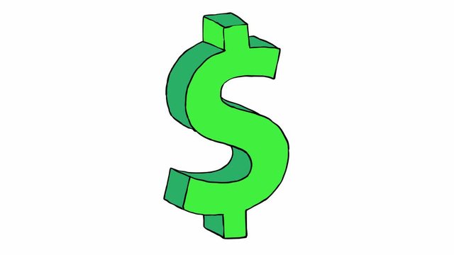 Animation of  dollar sign cartoon illustration isolated on white background