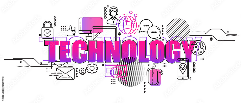 Poster creative concept illustration of data center and innovation technology. horizontal composition templ
