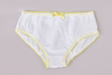 Women's cotton panties isolated on a white background. Girl's white underwear isolated on white