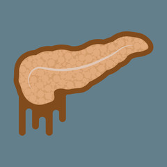 Human digestive system icon. Diseases of the pancreas. Pancreatitis.