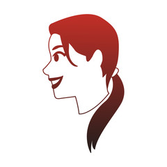 Young woman face cartoon red lines