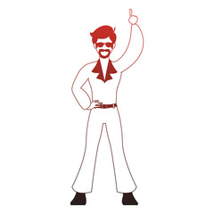 Disco man cartoon red lines