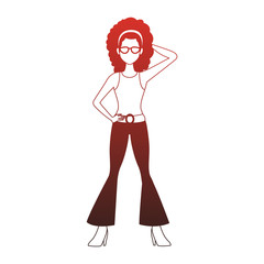 Disco woman cartoon red lines